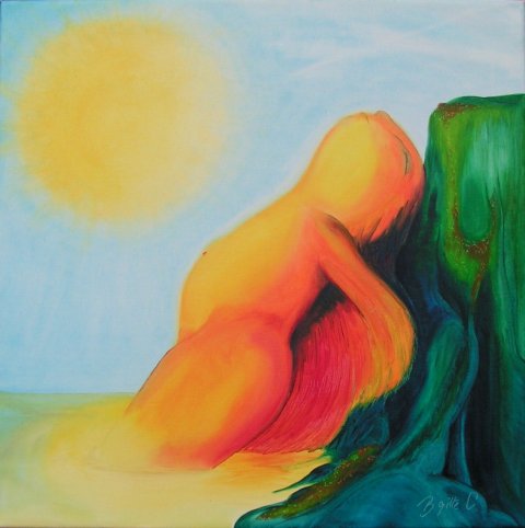 Solbadende englebarn